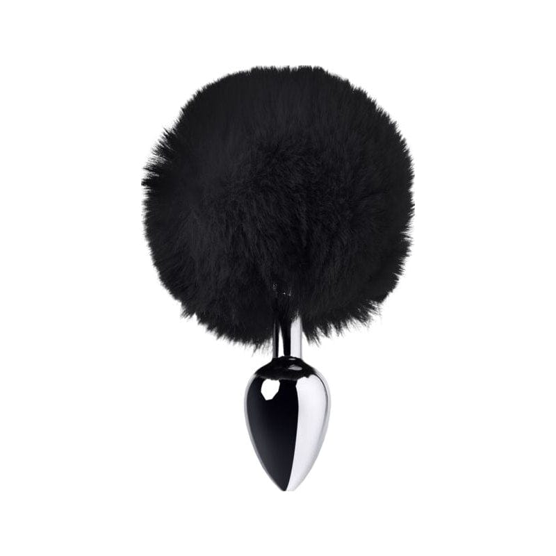 Silver Metal Anal Plug Small with White Faux Fur Tail Tails