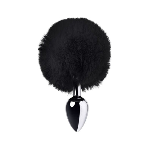 Silver Metal Anal Plug Small with White Faux Fur Tail Tails