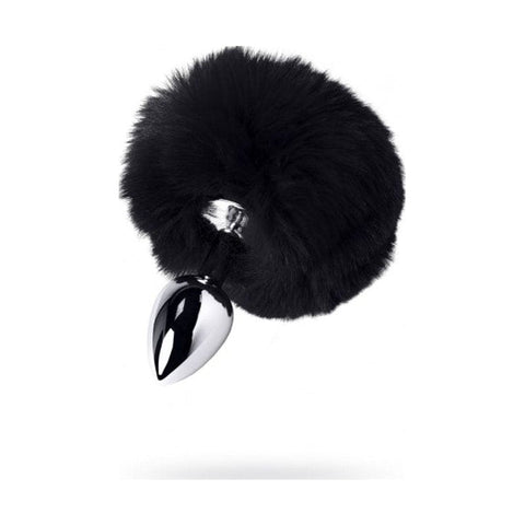 Silver Metal Anal Plug Small with White Faux Fur Tail Tails