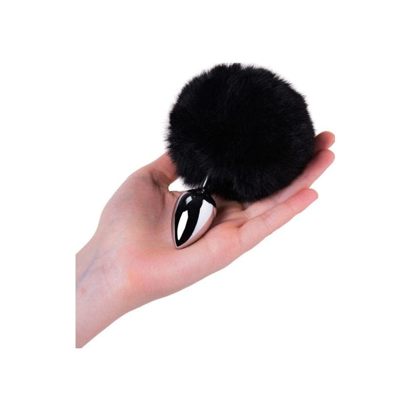Silver Metal Anal Plug Small with White Faux Fur Tail Tails