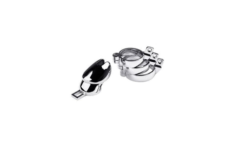 Silver Metal Chastity Cage Adjustable for Enhanced Dominance and Surrender Ball Stretcher
