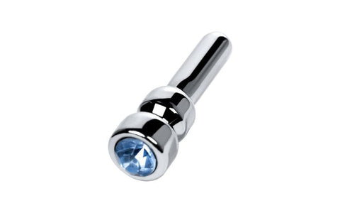 Silver Metal Urethral Plug with Sapphire Rhinestone Small Sounding Rods