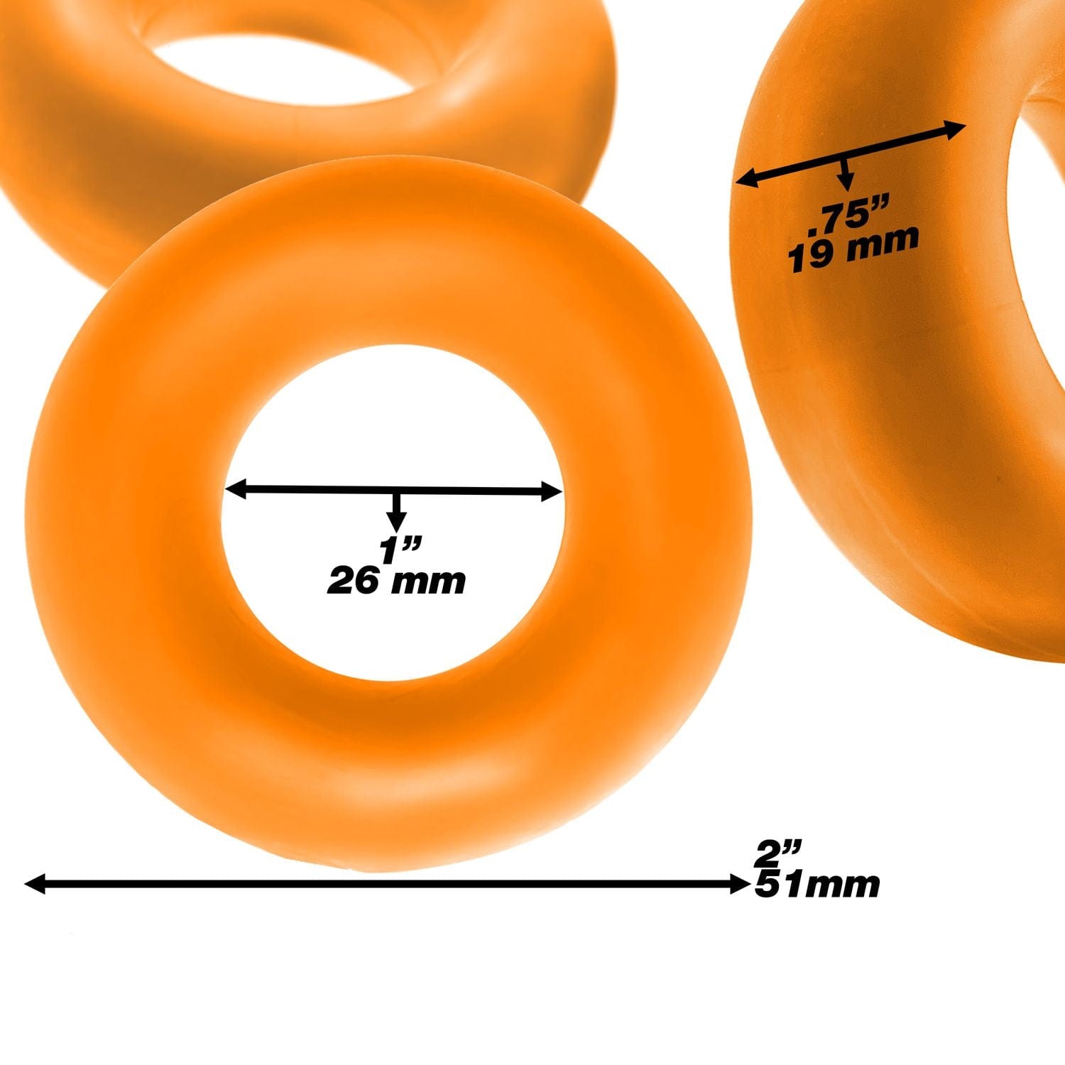 Fat Willy 3 Piece Jumbo Cockrings (Orange) – Soft and Durable Cockrings > Cock Ring > Sets