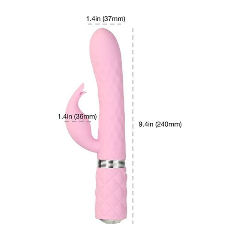 Pillow Talk Lively Pink Rabbit Dual Massager 8 Inch Clitoral Stimulator VIBRATORS-RABBIT