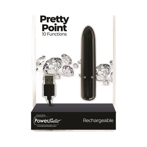 Pretty Point 4in Power Bullet Black Vibrator with 10 Functions BULLETS