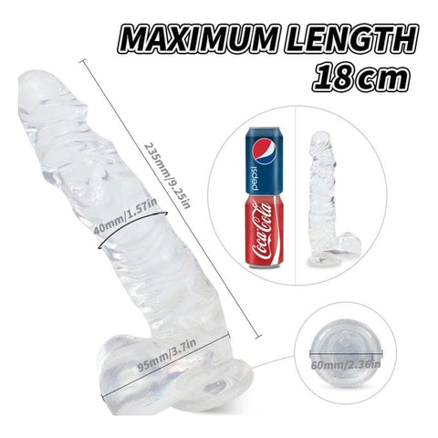 Kennard Dong w Balls Clear L 25cm Long with Suction Base DONGS