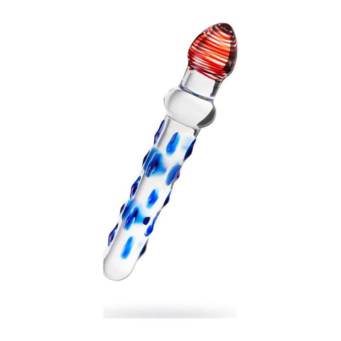 Sexus Glass Dildo 20 Centimeter Blue and Red Design DONGS Glass
