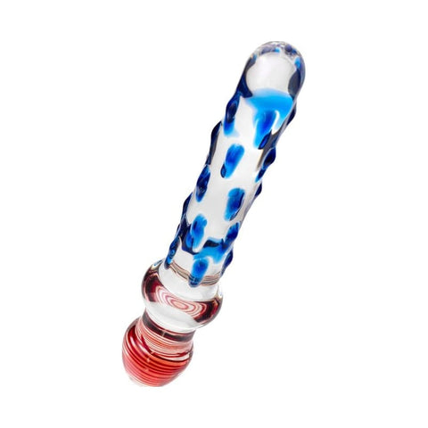 Sexus Glass Dildo 20 Centimeter Blue and Red Design DONGS Glass