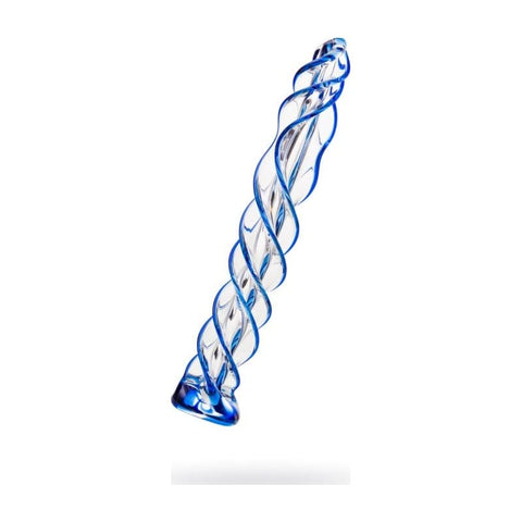 Sexus Glass Dildo Blue Helix 18.7 Centimeters DONGS Glass