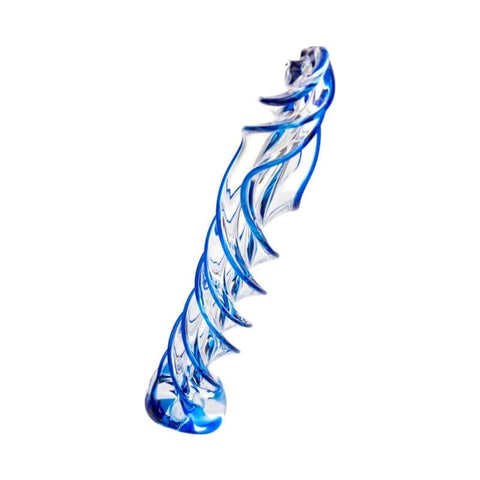 Sexus Glass Dildo Blue Helix 18.7 Centimeters DONGS Glass