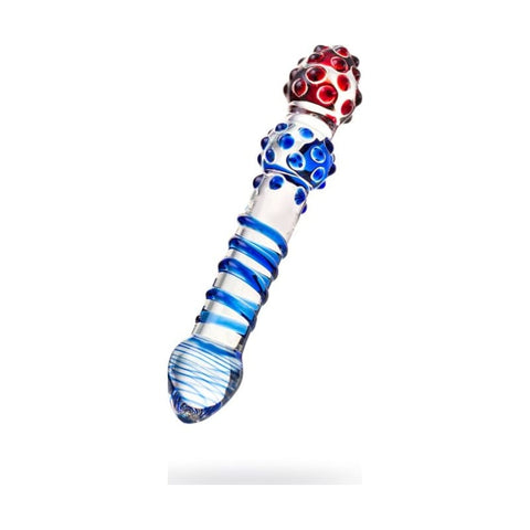 Sexus Glass Dildo in Blue and Red 20.5cm Elegant Adult Toy DONGS Glass
