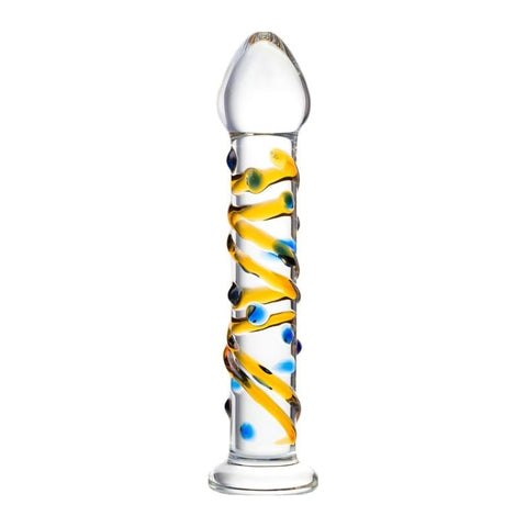 Sexus Glass Dildo Yellow 17.2 Centimeters Body Safe Adult Toy DONGS Glass