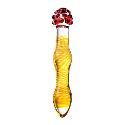 Sexus Glass Dildo Yellow and Red 20.5 Centimeters Artistic Design DONGS Glass