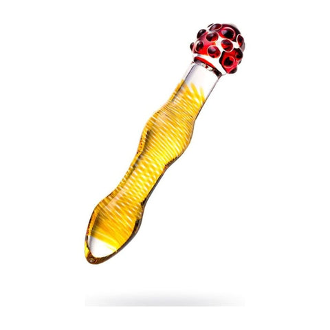 Sexus Glass Dildo Yellow and Red 20.5 Centimeters Artistic Design DONGS Glass