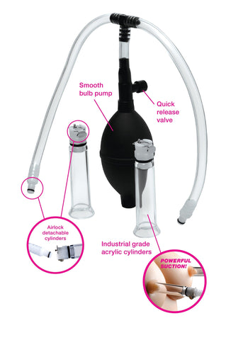 Nipple Pumping System with Dual Cylinders 2.75 Inches Nipple Suckers