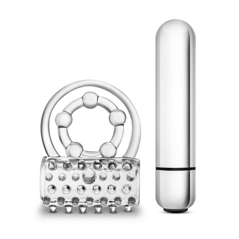 Stay Hard Vibrating Super Clitifier - Vibrating Cock Ring - Clear BULLETS