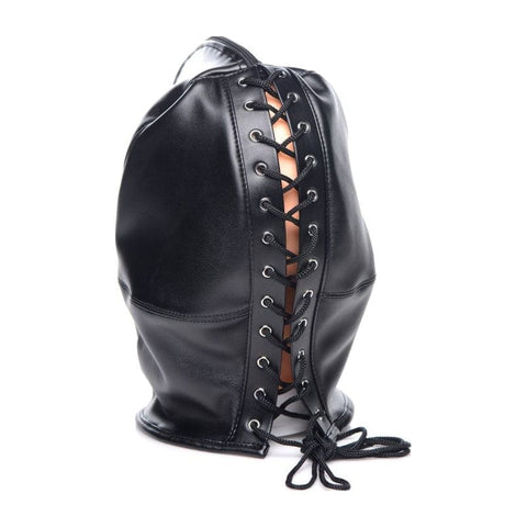 Zip Front Bondage Hood in Black Blindfold