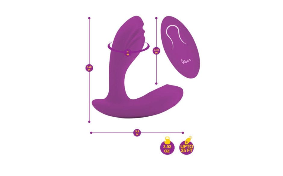 Viben Epiphany Rollerball Dual-Stim Massager w Remote Berry Finger Stimulator